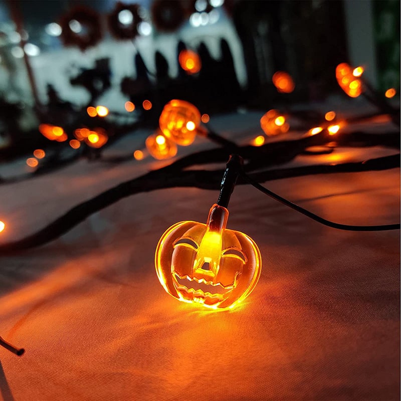 Halloween String Lights Outdoor Garland with LED Pumpkin and Bat Battery Operated 6 Feet 8 Modes - Image 9