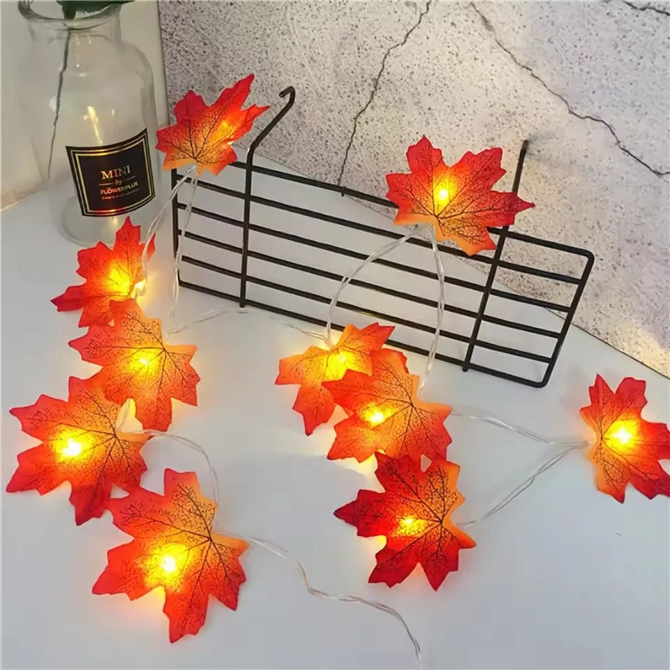 Halloween String Lights with Maple Leaf Garland LED Warm Amber Glow for Yard and Fall Decoration - Image 3