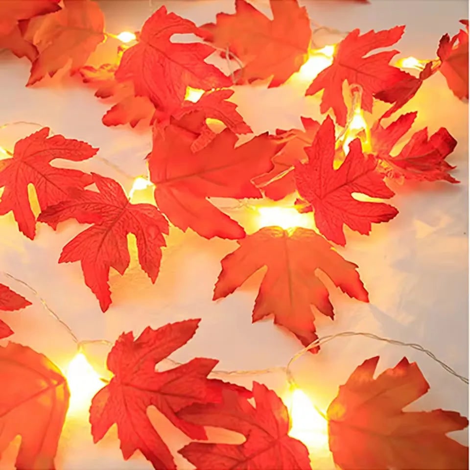 Halloween String Lights with Maple Leaf Garland LED Warm Amber Glow for Yard and Fall Decoration - Image 4