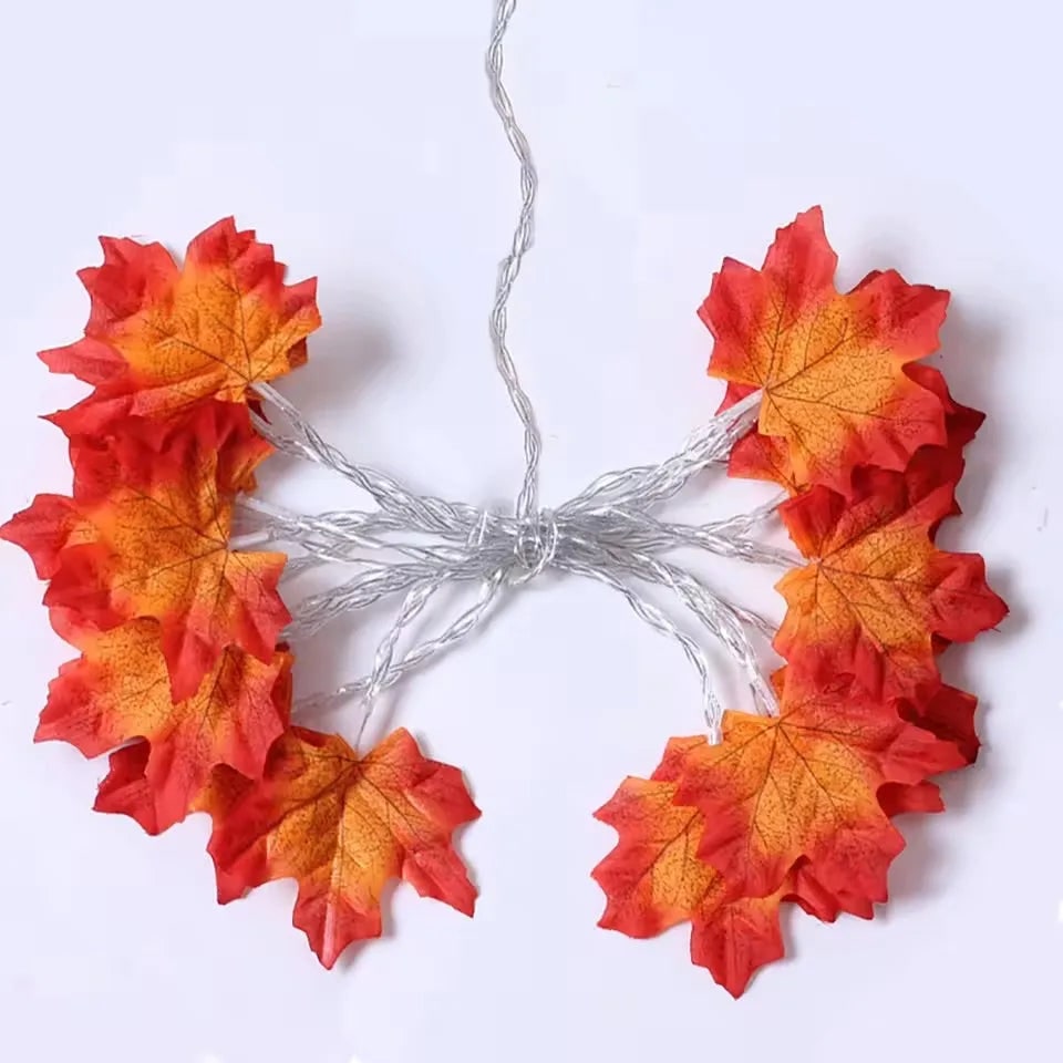 Halloween String Lights with Maple Leaf Garland LED Warm Amber Glow for Yard and Fall Decoration - Image 5