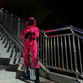 Halloween survival game Costume Hooded Jumpsuit with Full Face Mask and Belt - Image 1