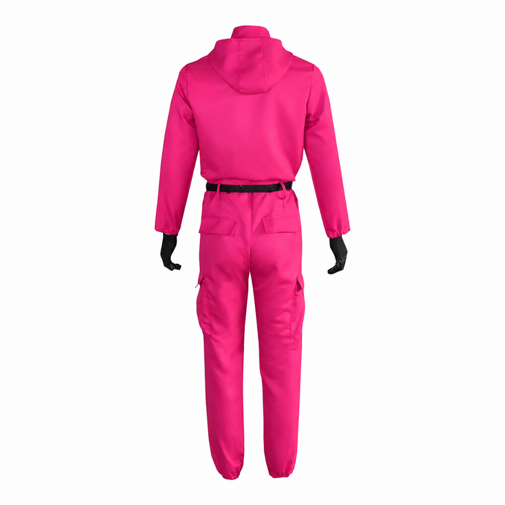 Halloween survival game Costume Hooded Jumpsuit with Full Face Mask and Belt - Image 4
