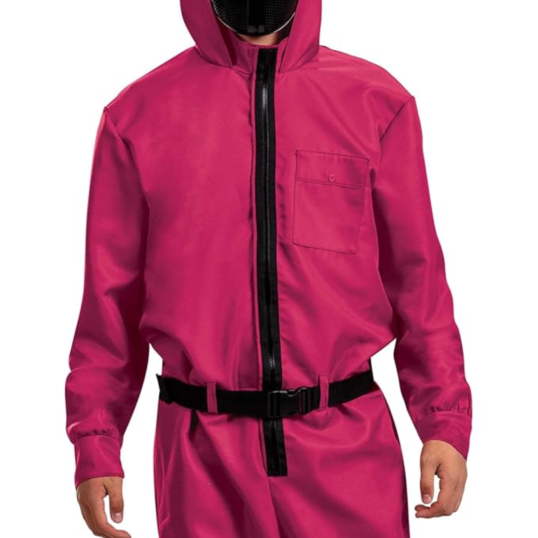 Halloween survival game Costume Hooded Jumpsuit with Full Face Mask and Belt - Image 7