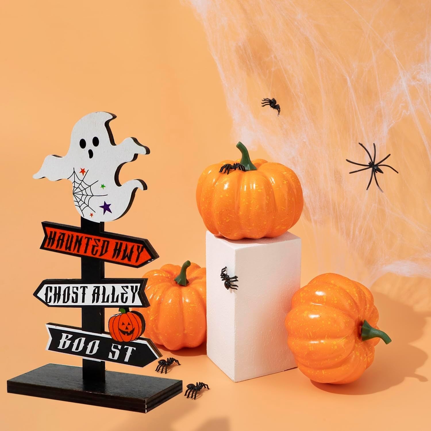 Halloween Table Decor Dining Room Wooden Directional Sign with and Toppers Tabletop Decoration - Image 3