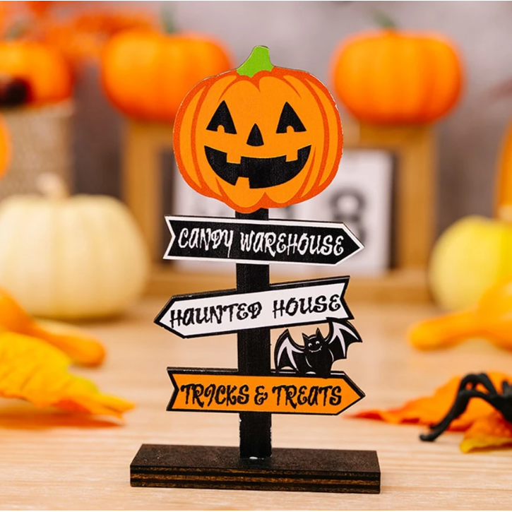 Halloween Table Decor Dining Room Wooden Directional Sign with and Toppers Tabletop Decoration - Image 4