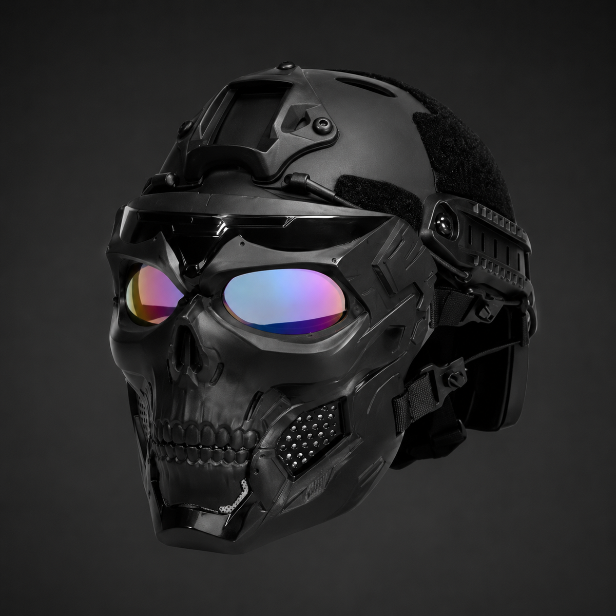 Halloween Tactical Skull Mask and Face with Integrated Goggles for Airsoft Paintball Costume Party - Image 2