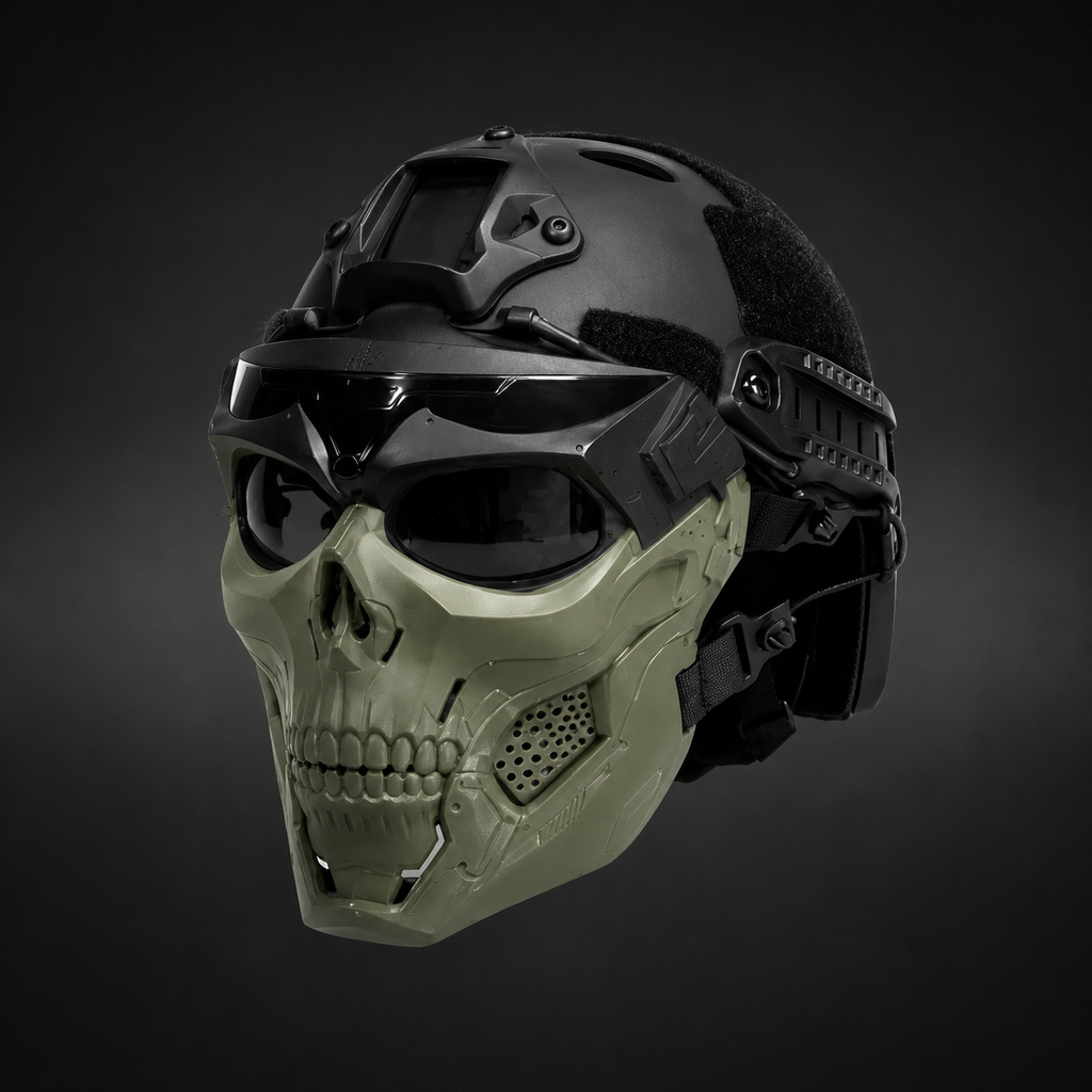 Halloween Tactical Skull Mask and Face with Integrated Goggles for Airsoft Paintball Costume Party - Image 3