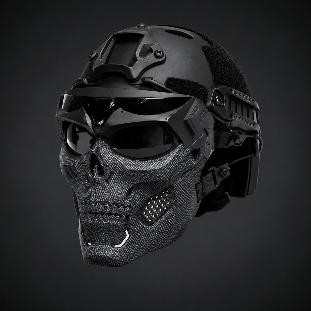 Halloween Tactical Skull Mask and Face with Integrated Goggles for Airsoft Paintball Costume Party - Image 4