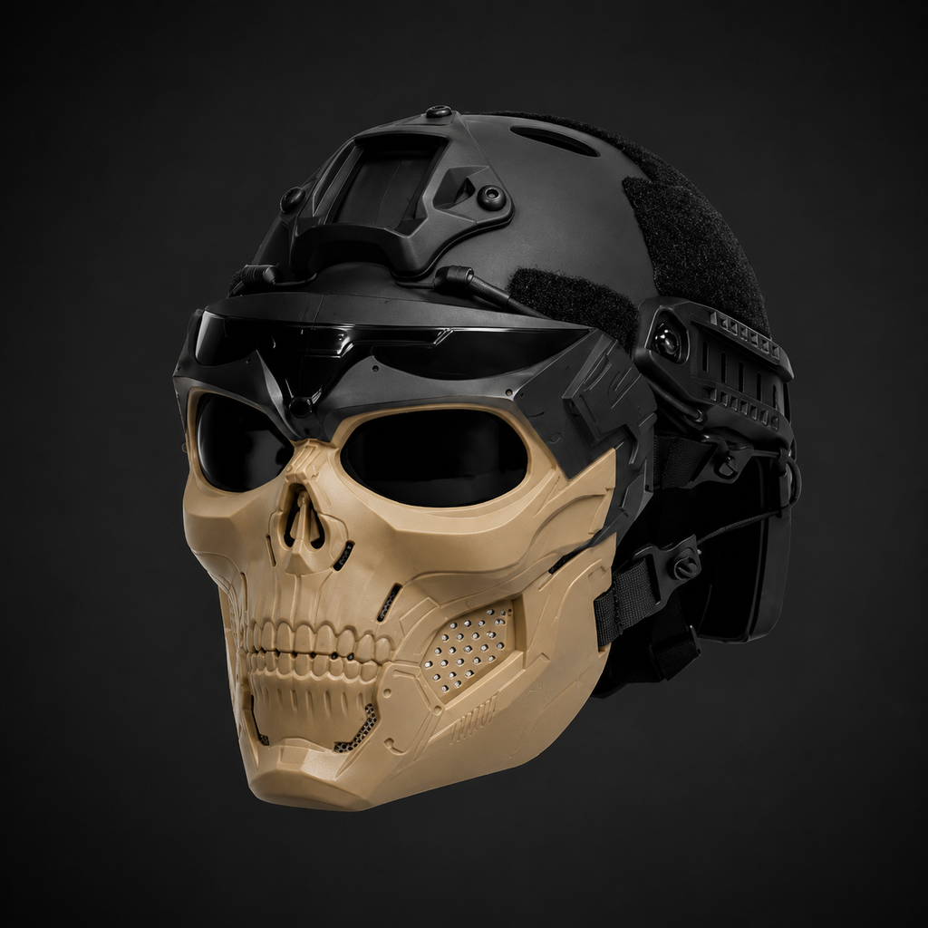 Halloween Tactical Skull Mask and Face with Integrated Goggles for Airsoft Paintball Costume Party - Image 5