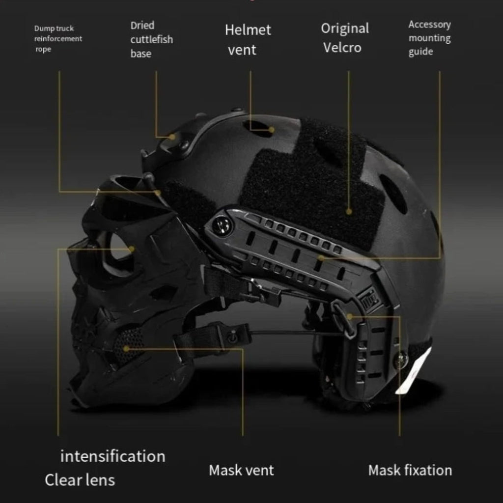 Halloween Tactical Skull Mask and Face with Integrated Goggles for Airsoft Paintball Costume Party - Image 7