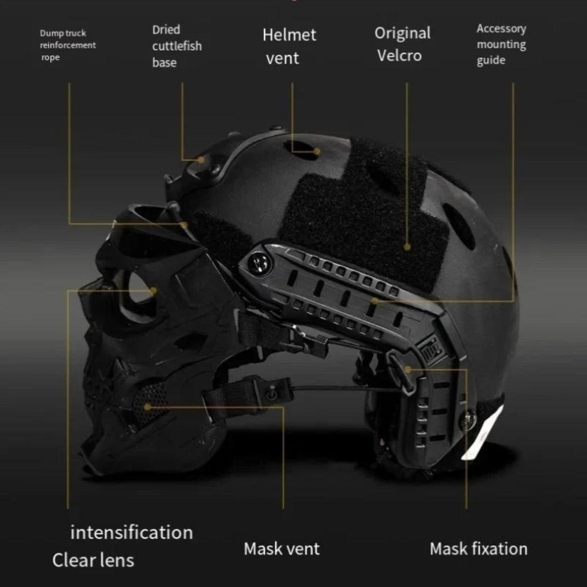 Halloween Tactical Skull Mask and Face with Integrated Goggles for Airsoft Paintball Costume Party - Image 7