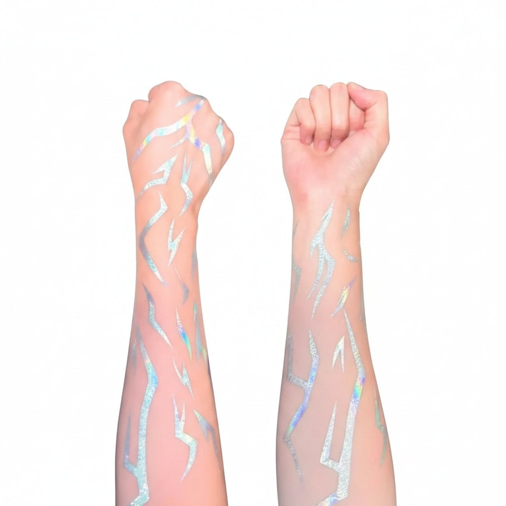 Halloween Temporary Tattoos with Holographic Lightning Bolt Water Transfer Design 10 Sheets - Image 2