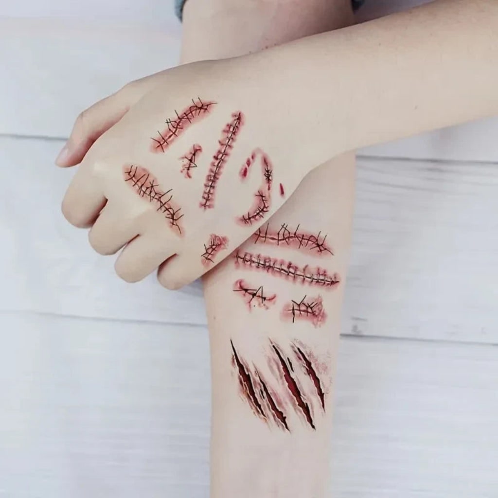 Halloween Temporary Tattoos with Realistic Wound and Scar Effects Waterproof - Image 3