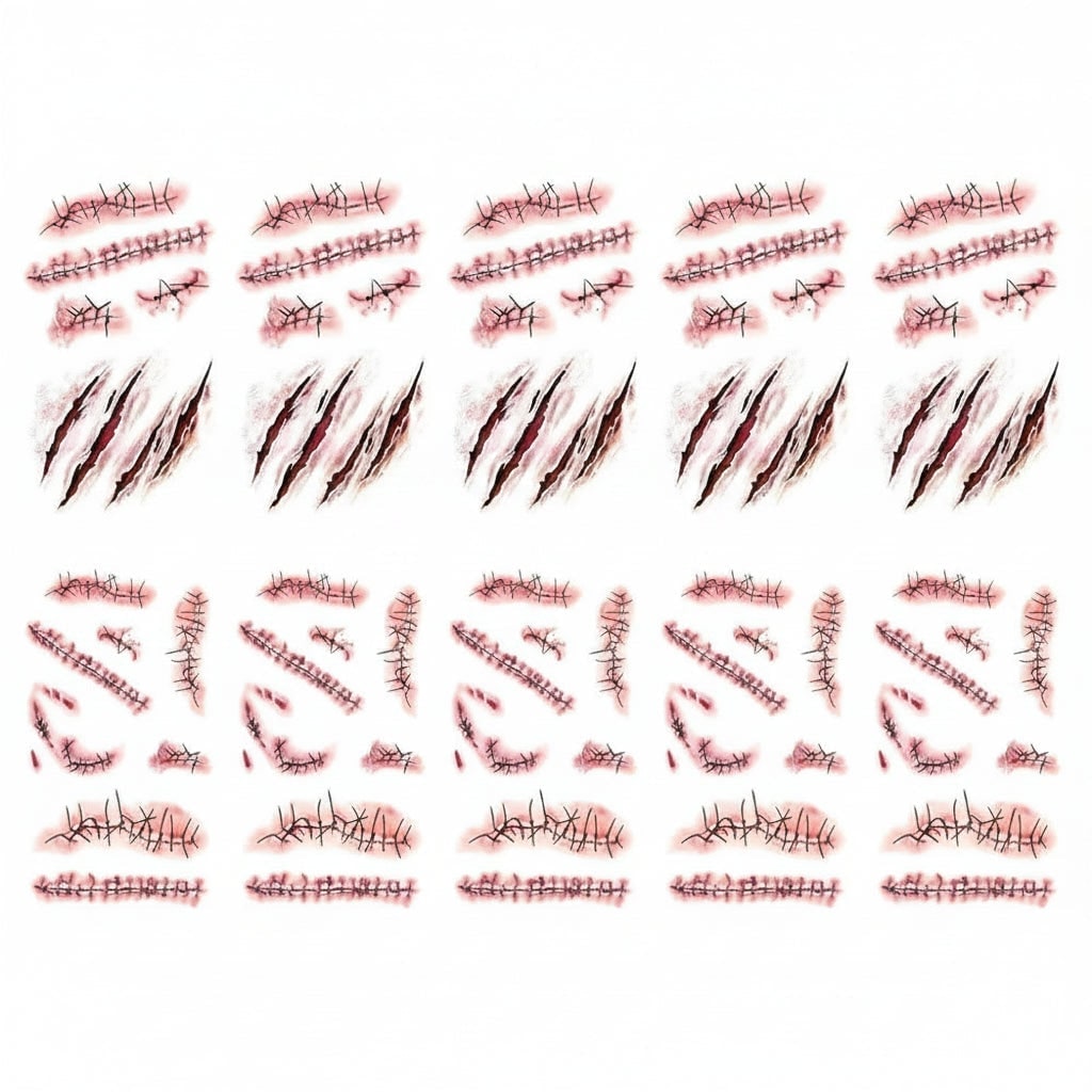 Halloween Temporary Tattoos with Realistic Wound and Scar Effects Waterproof - Image 4