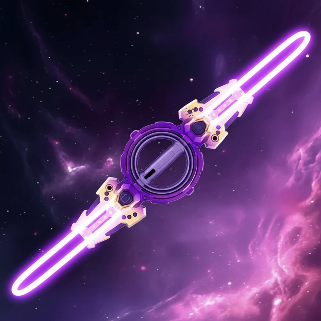 Halloween Toy Lightsaber Double-Ended Light Up with LED Blades and Spinning Grip - Image 1