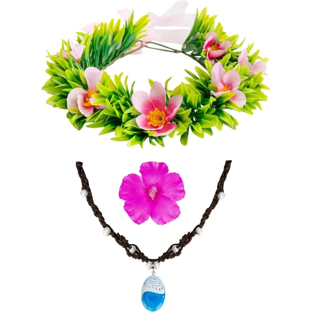 Halloween Tropical Flower Crown Headband with Necklace and Hair Clip Costume Accessory Set - Image 5