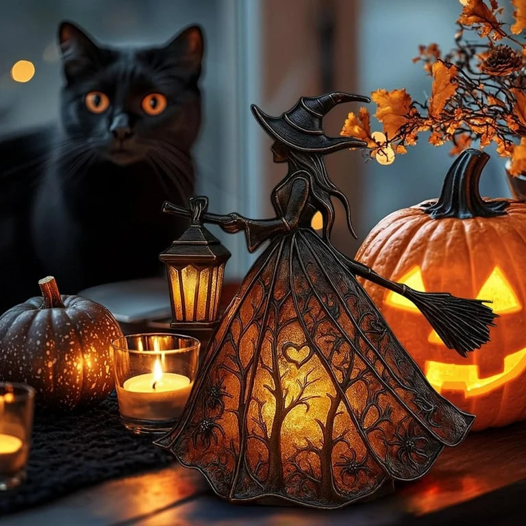 Halloween Witch Decorations Lamp with LED Light for Indoor Decor and Party Outdoor - Image 4