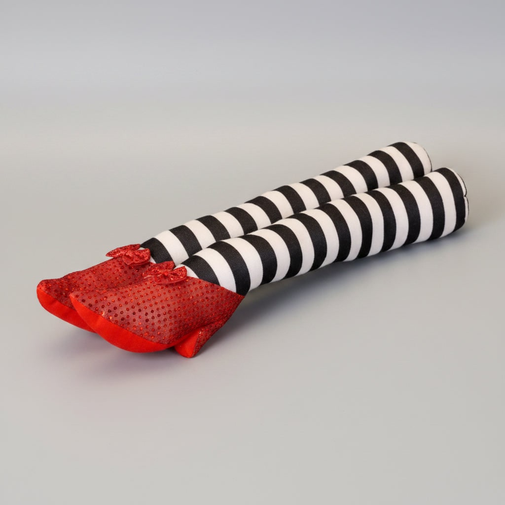 Halloween Witch Legs Door Stopper and Draft Blocker with Red Sequined Shoes and Striped Stockings - Image 5