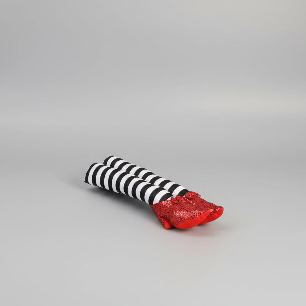 Halloween Witch Legs Door Stopper and Draft Blocker with Red Sequined Shoes and Striped Stockings - Image 6