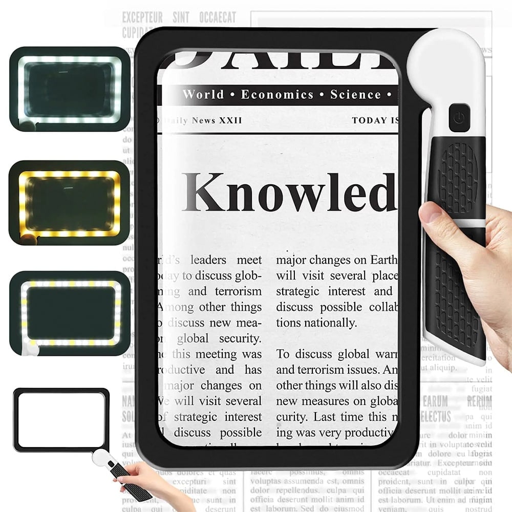 Handheld Magnifying Glass with Light LED Foldable Rectangular Reading Magnifier - Image 3