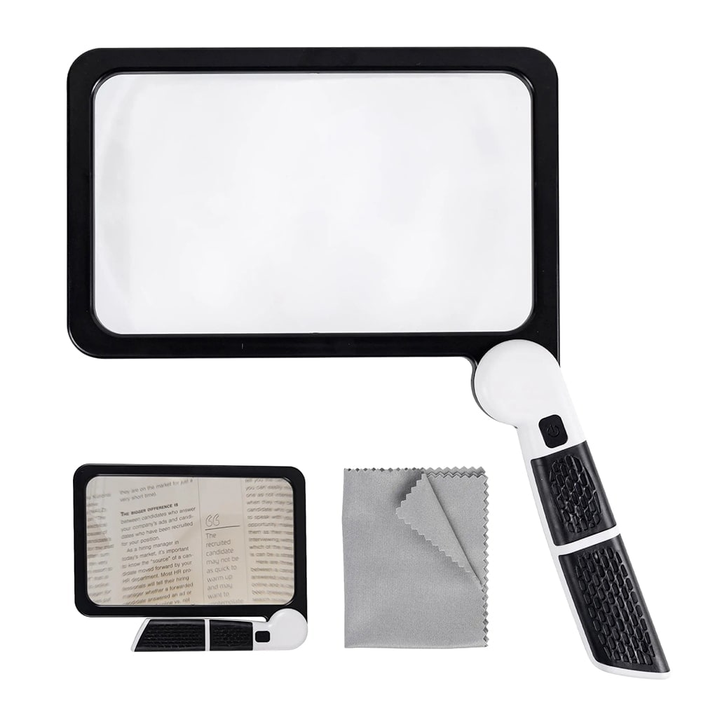 Handheld Magnifying Glass with Light LED Foldable Rectangular Reading Magnifier - Image 4