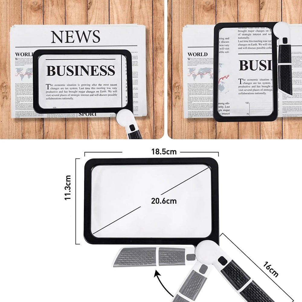 Handheld Magnifying Glass with Light LED Foldable Rectangular Reading Magnifier - Image 5