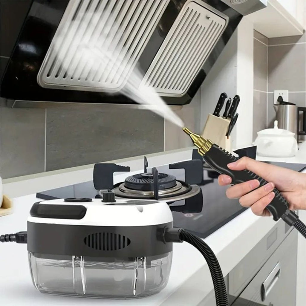 Handheld Portable Steam Cleaner for Rug and Tile Grout with Brass Nozzle and Brush Attachments - Image 1