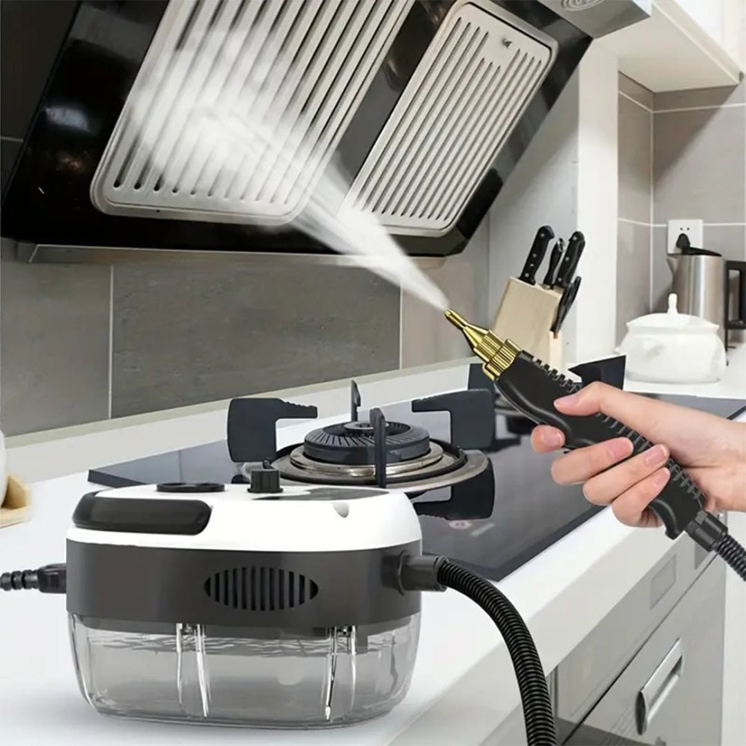 Handheld Portable Steam Cleaner for Rug and Tile Grout with Brass Nozzle and Brush Attachments - Image 1