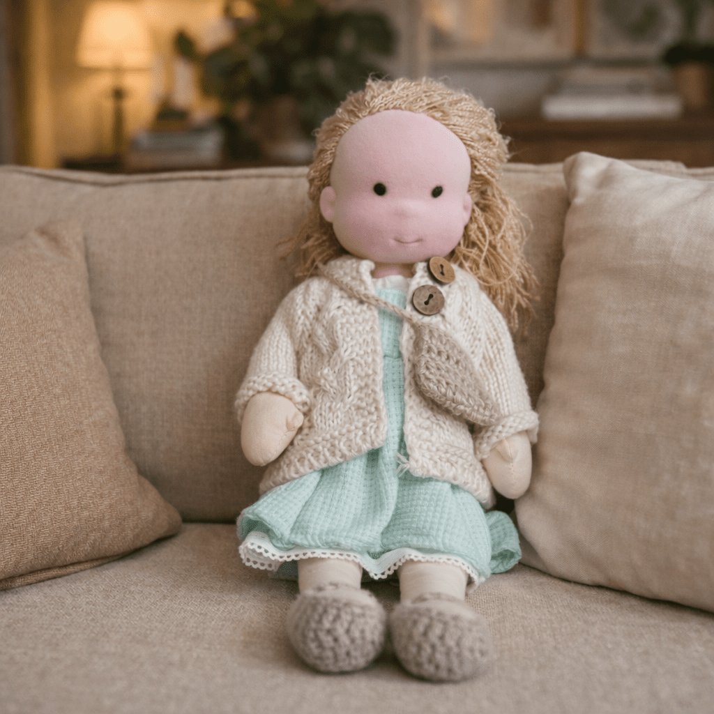 Handmade Waldorf Doll Soft Fabric Cotton Knitted Clothes Embroidered Face Gift Rag - Image 11