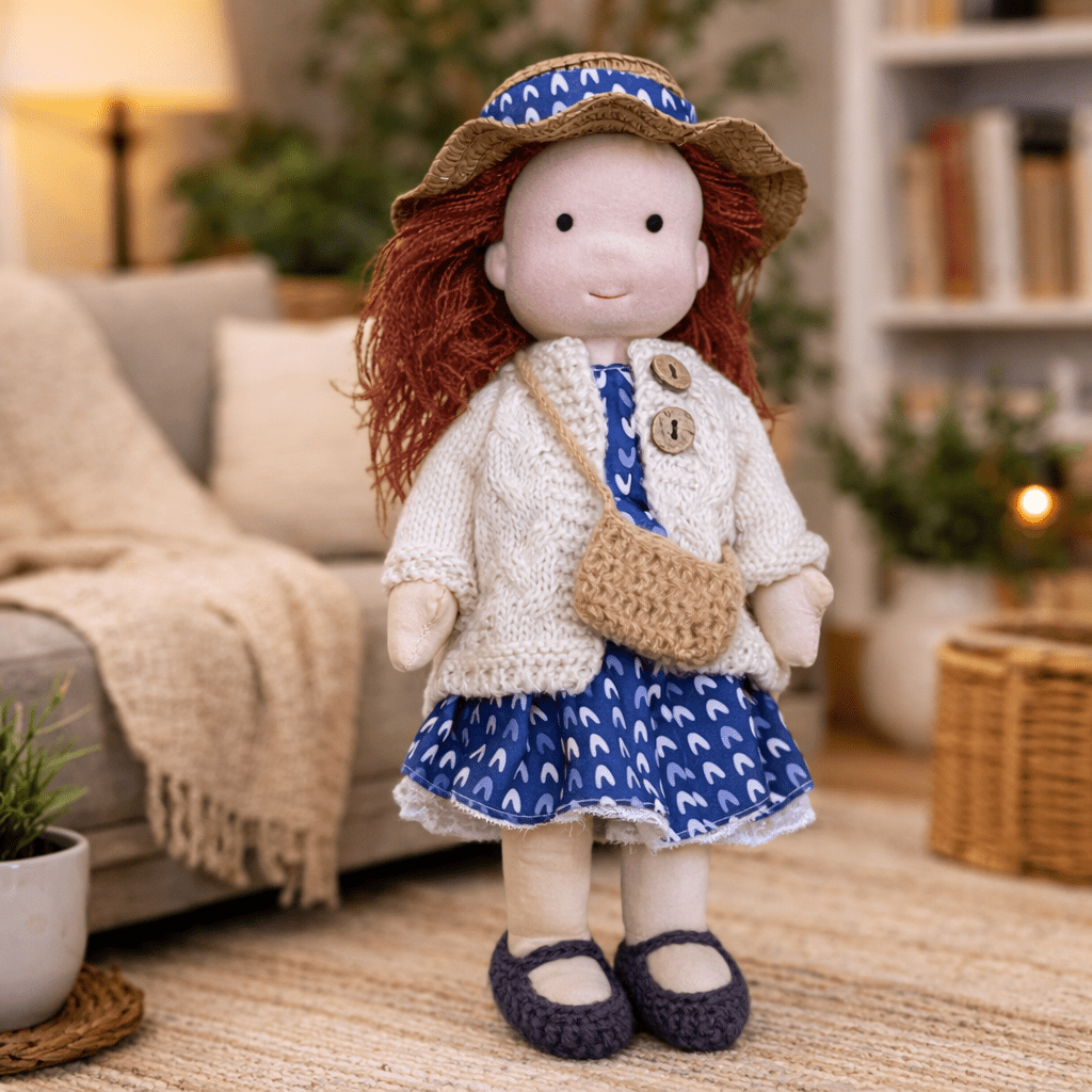 Handmade Waldorf Doll Soft Fabric Cotton Knitted Clothes Embroidered Face Gift Rag - Image 13