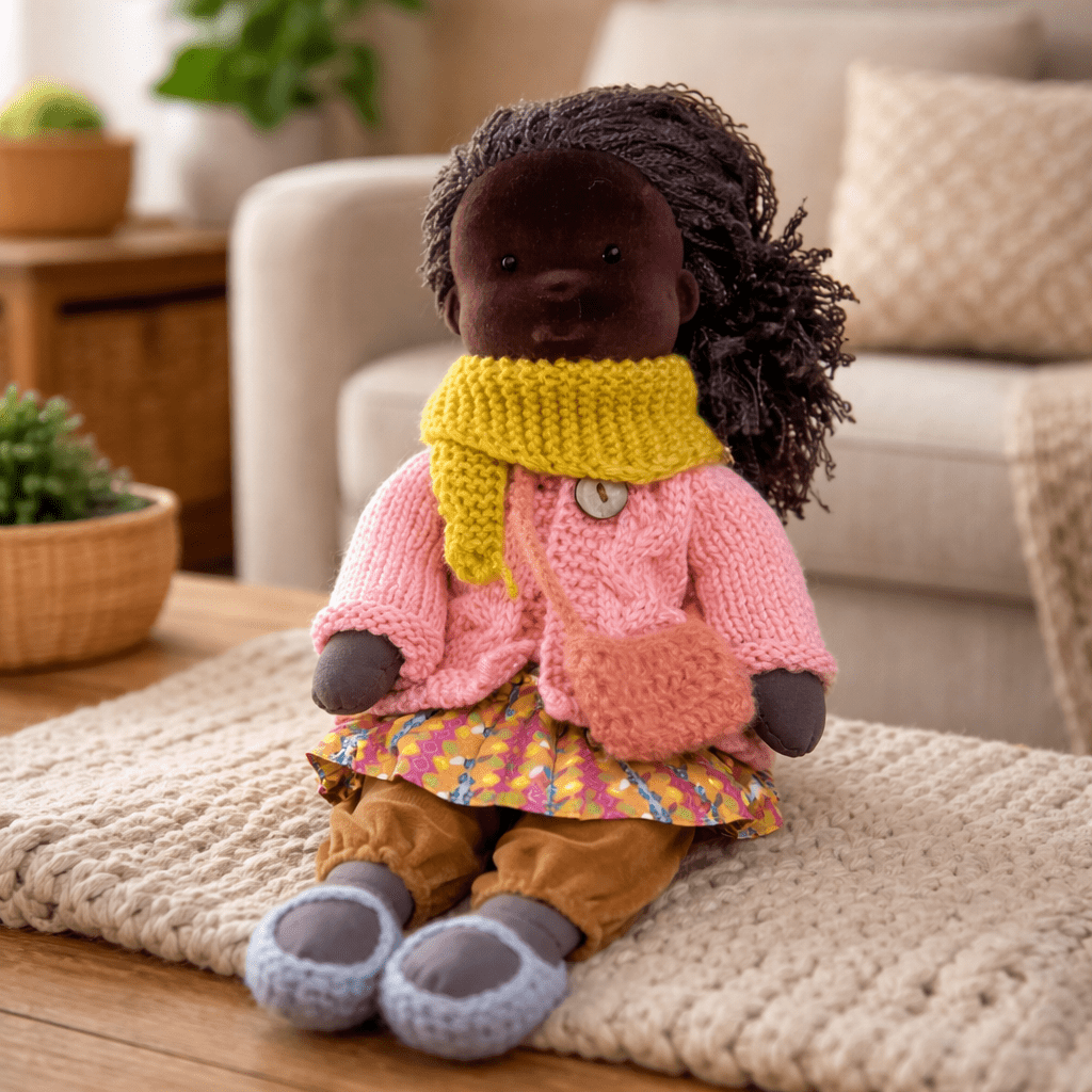 Handmade Waldorf Doll Soft Fabric Cotton Knitted Clothes Embroidered Face Gift Rag - Image 14