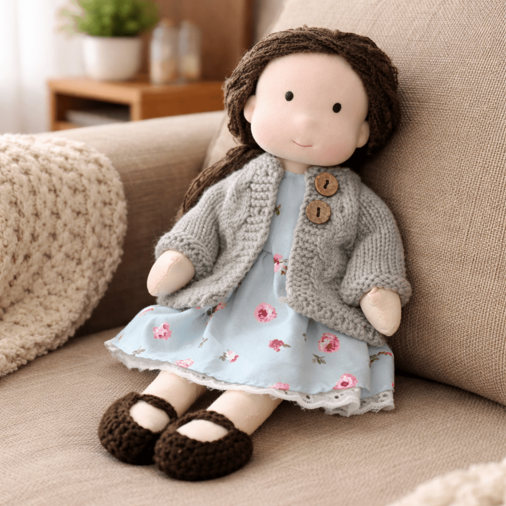 Handmade Waldorf Doll Soft Fabric Cotton Knitted Clothes Embroidered Face Gift Rag - Image 18