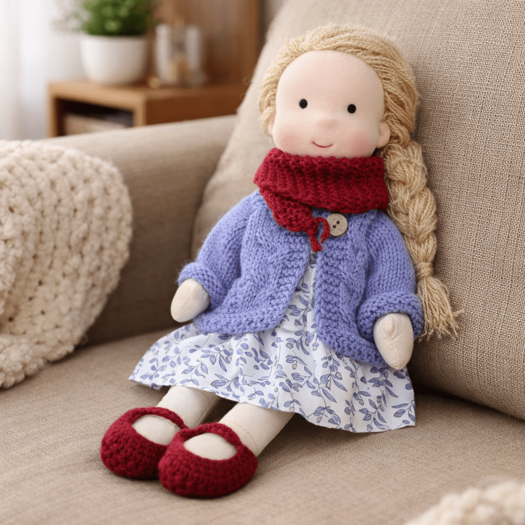 Handmade Waldorf Doll Soft Fabric Cotton Knitted Clothes Embroidered Face Gift Rag - Image 19