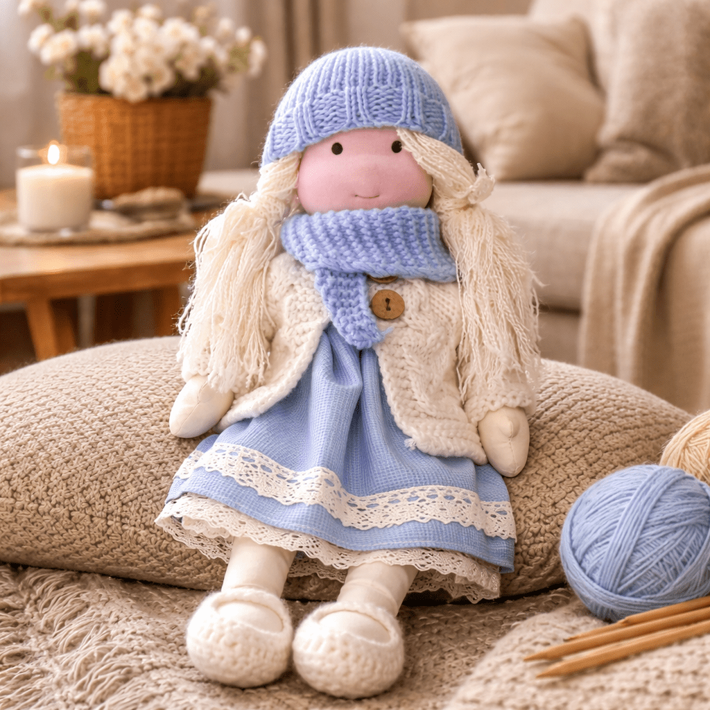 Handmade Waldorf Doll Soft Fabric Cotton Knitted Clothes Embroidered Face Gift Rag - Image 20