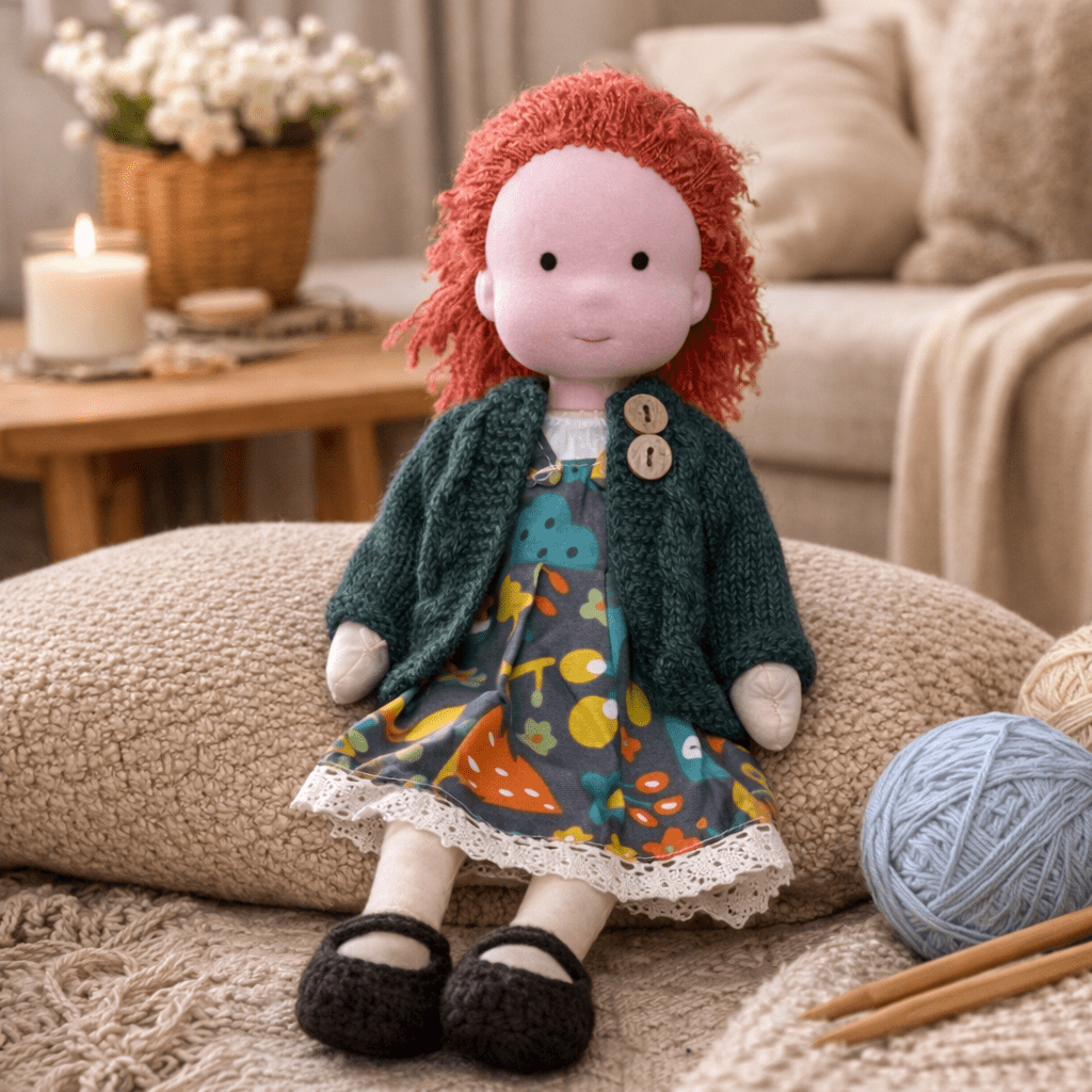 Handmade Waldorf Doll Soft Fabric Cotton Knitted Clothes Embroidered Face Gift Rag - Image 21