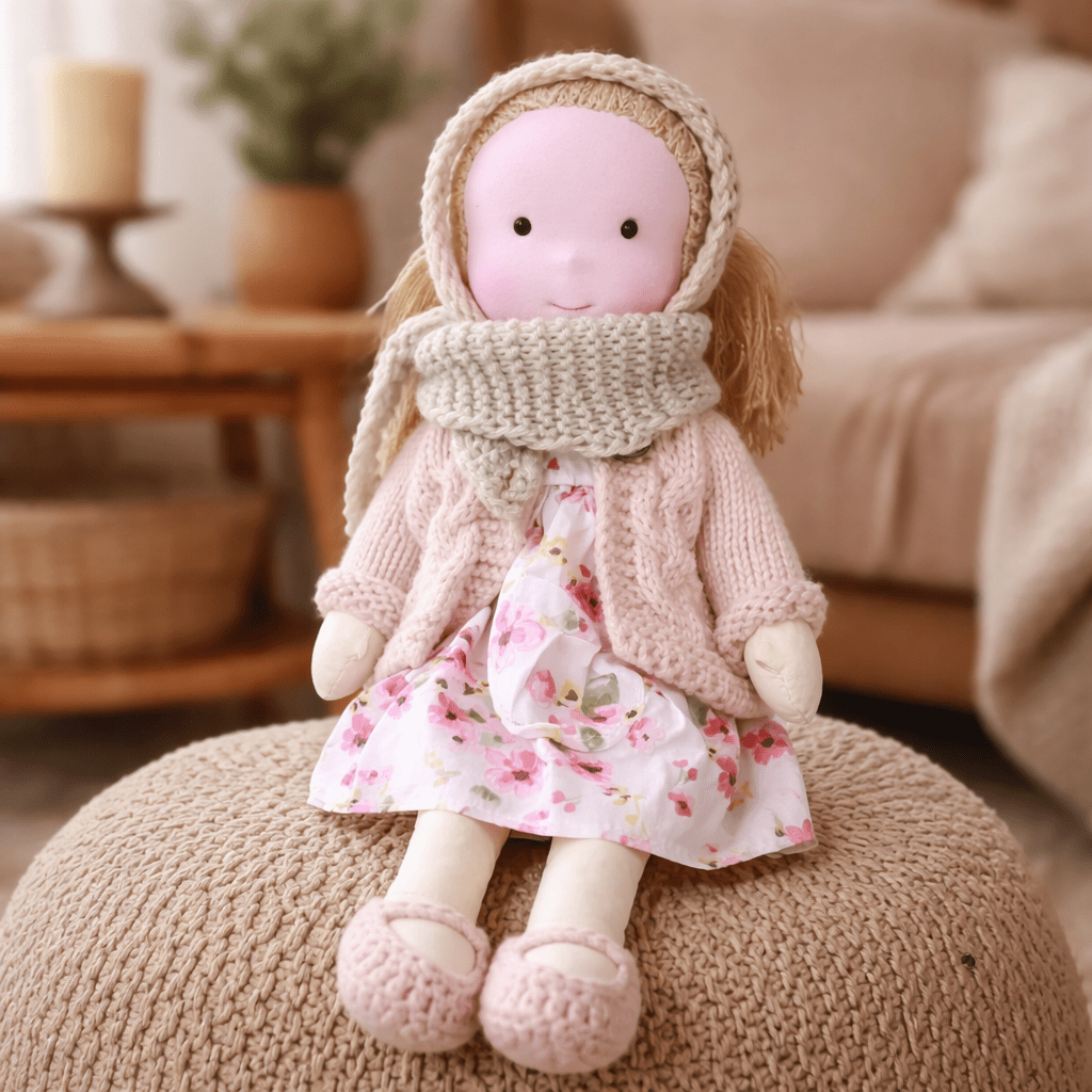 Handmade Waldorf Doll Soft Fabric Cotton Knitted Clothes Embroidered Face Gift Rag - Image 22
