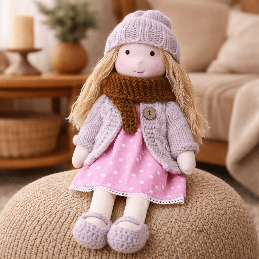 Handmade Waldorf Doll Soft Fabric Cotton Knitted Clothes Embroidered Face Gift Rag - Image 23