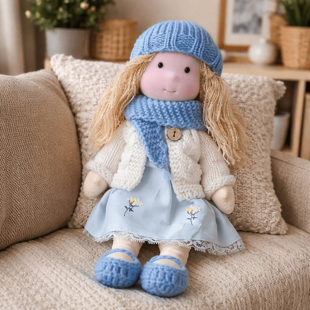 Handmade Waldorf Doll Soft Fabric Cotton Knitted Clothes Embroidered Face Gift Rag - Image 28