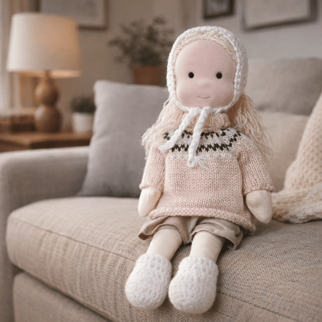 Handmade Waldorf Doll Soft Fabric Cotton Knitted Clothes Embroidered Face Gift Rag - Image 32