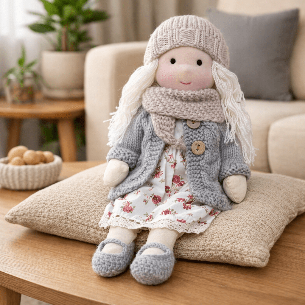 Handmade Waldorf Doll Soft Fabric Cotton Knitted Clothes Embroidered Face Gift Rag - Image 35