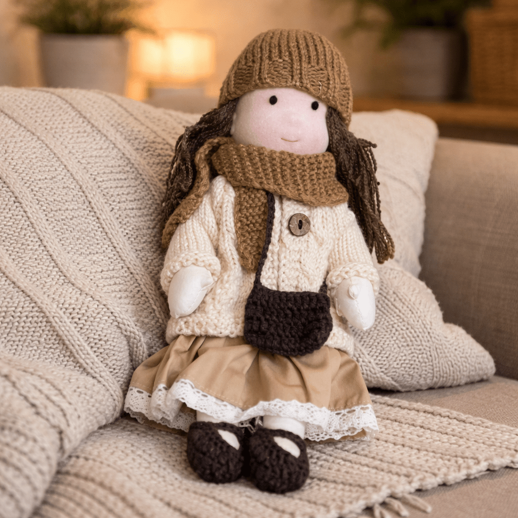 Handmade Waldorf Doll Soft Fabric Cotton Knitted Clothes Embroidered Face Gift Rag - Image 36