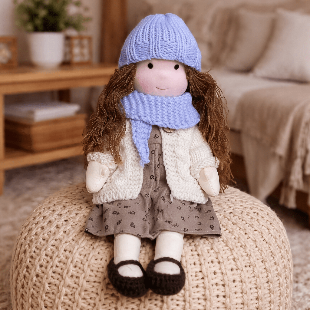 Handmade Waldorf Doll Soft Fabric Cotton Knitted Clothes Embroidered Face Gift Rag - Image 4