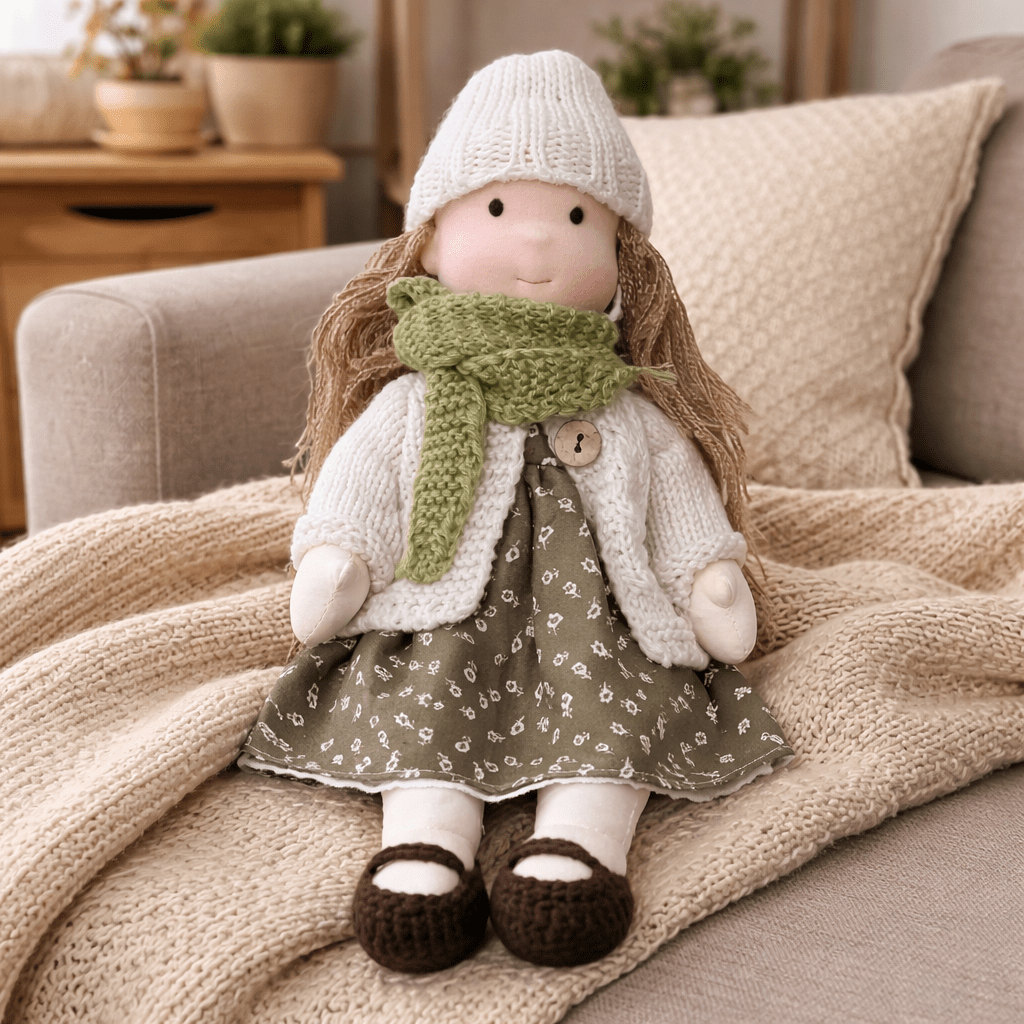 Handmade Waldorf Doll Soft Fabric Cotton Knitted Clothes Embroidered Face Gift Rag - Image 6