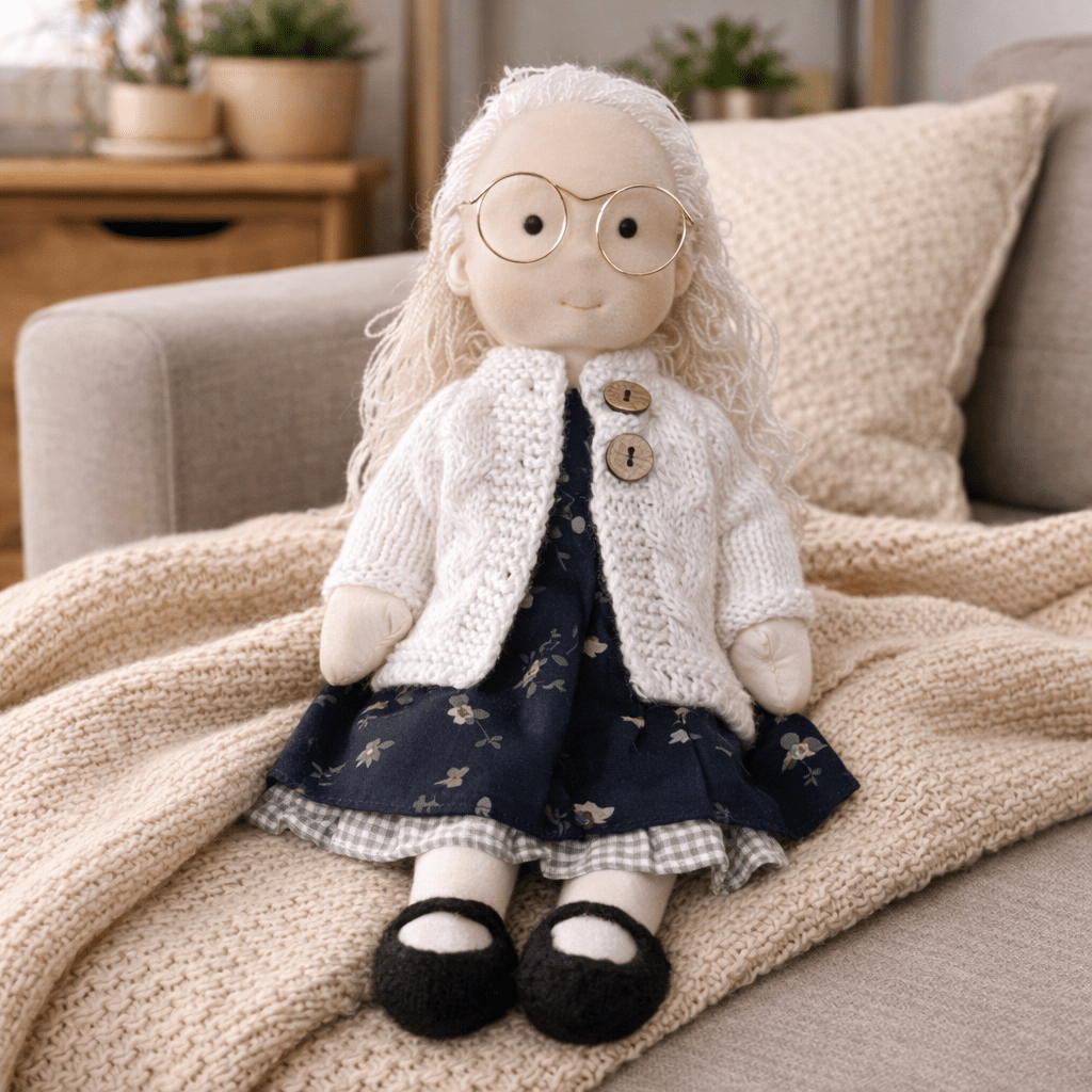 Handmade Waldorf Doll Soft Fabric Cotton Knitted Clothes Embroidered Face Gift Rag - Image 7