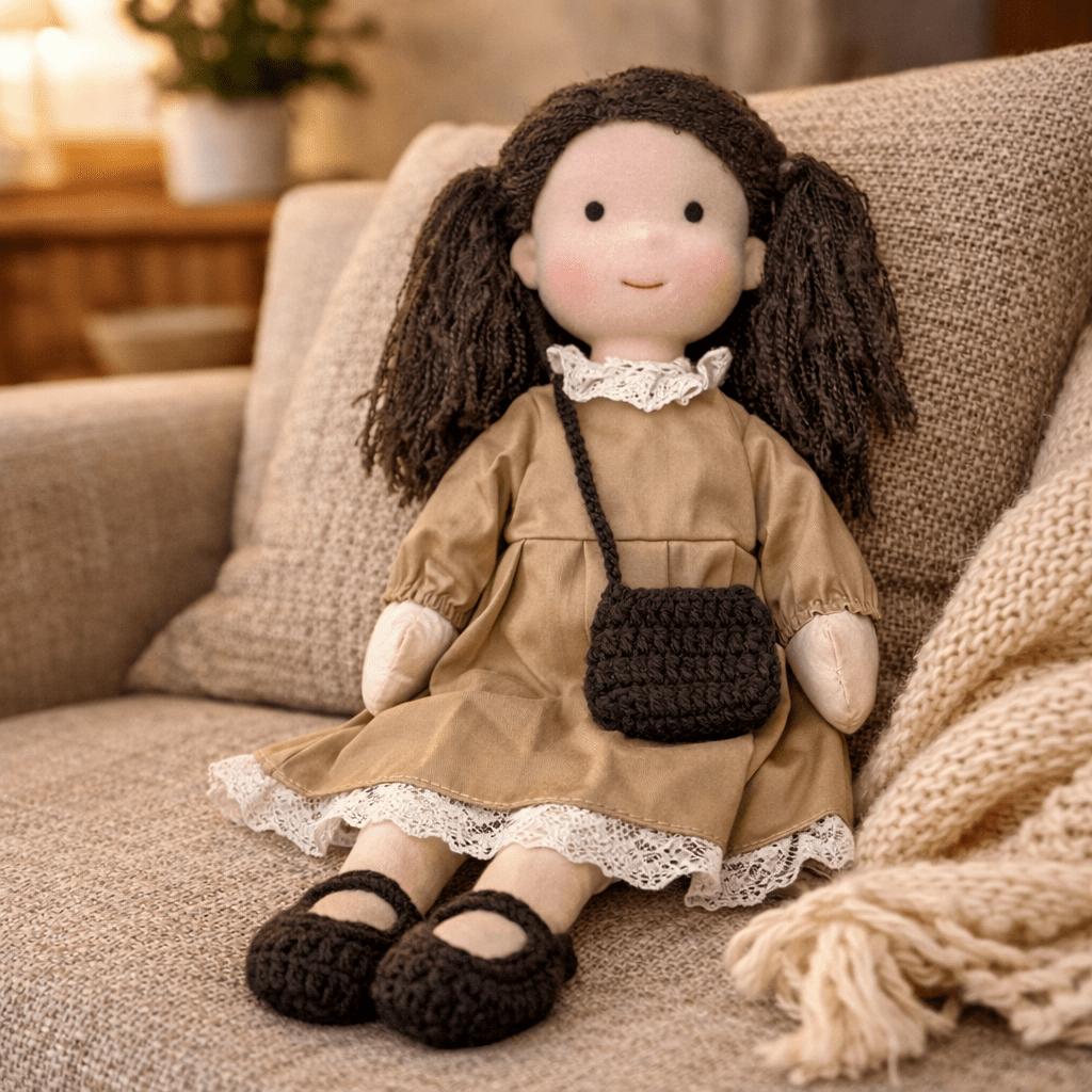 Handmade Waldorf Doll Soft Fabric Cotton Knitted Clothes Embroidered Face Gift Rag - Image 9