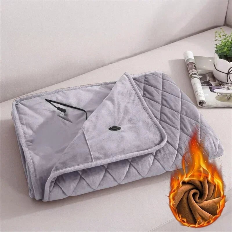 Heated Blanket and Electric Heater Shawl with USB Charging Plush Fleece and Diamond Quilted Pattern - Image 1