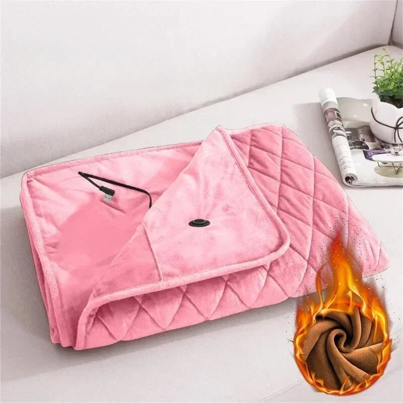 Heated Blanket and Electric Heater Shawl with USB Charging Plush Fleece and Diamond Quilted Pattern - Image 2