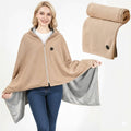 Heated Blanket Electric Heater Shawl with Hood Waffle Knit Eight Heating Zones and USB Power - Image 1