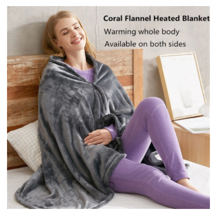 Heated Blanket Shawl with Heat Pack for Shoulders USB Powered Plush Fleece Wrap with Snap Buttons - Image 3