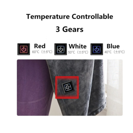 Heated Blanket Shawl with Heat Pack for Shoulders USB Powered Plush Fleece Wrap with Snap Buttons - Image 5